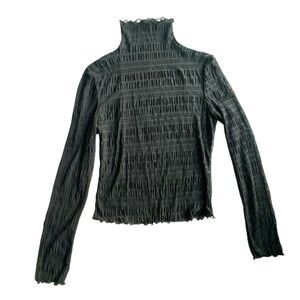 Y2K smocked sheer Black Women's Top